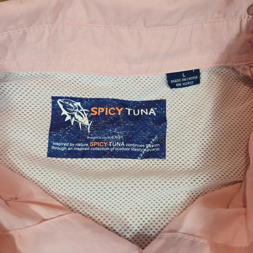 Spicy Tuna Fishing Shirt Mens L Pink Vented Button Up Nylon Angler Outdoors - Picture 4 of 8